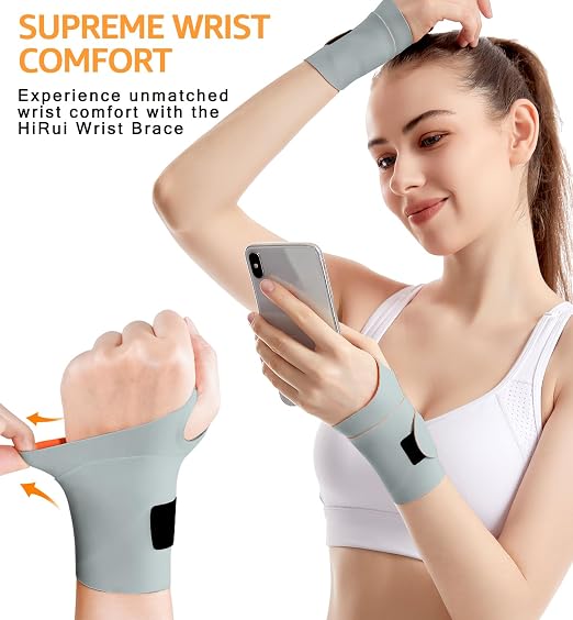 Ultra-Thin Elastic Wrist Brace Wrist Wraps, Compression Wrist Straps Support for Carpal Tunnel Arthritis Tendonitis Sprains Pain Relief Workout, Soft & Comfortable (Gray (Pack of 2))