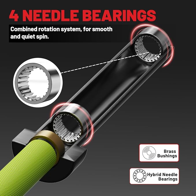 PAPABABE 7ft Barbell 45lb Olympic Barbell 1000/1500lbs Capacity Home Gym | 7ft 45lb 2" Olympic Barbell, 1000/1500lbs Capacity, Hybrid Needle Bearings & Bushings for Squat Curl Deadlift