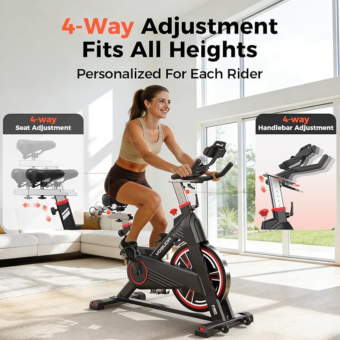 YOSUDA PRO Magnetic Exercise Bike 350 lbs Weight Capacity - Indoor Cycling Bike Stationary with Comfortable Seat Cushion, Silent Belt Drive