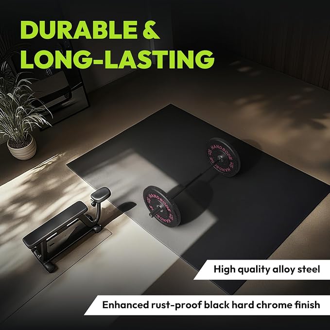 HANDBODE Olympic Barbell, 4FT, 5FT, 6FT & 7FT Weight Bar, Multiple Options | 2-Inch Needle Bearings, Hard Chrome Coating, Knurled Grip, Powerlifting, Bench Press, Deadlift, Squat, Hip Thrusts And Cleans