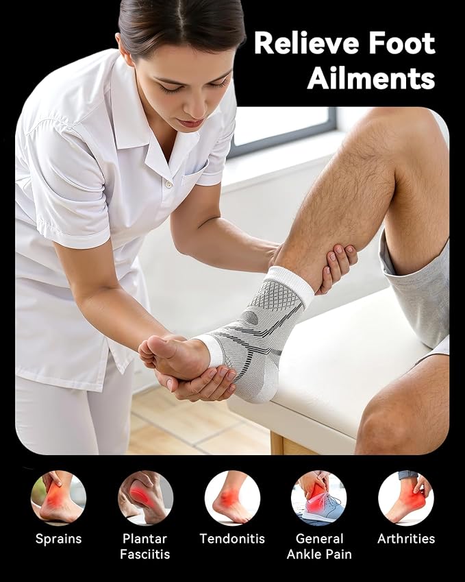 3 Pairs Ankle Compression Sleeve for Achilles Plantar Fasciitis Socks, [Upgraded Ultra Breathable] Neuropathy Socks Ankle Brace for Women & Men, Tendonitis Relief, Heel Pain,Foot Pain and Swelling in Ankle Support