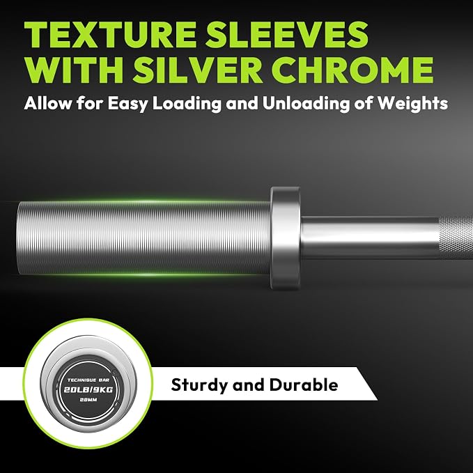 HANDBODE Olympic Barbell, 4FT, 5FT, 6FT & 7FT Weight Bar, Multiple Options | 2-Inch Needle Bearings, Hard Chrome Coating, Knurled Grip, Powerlifting, Bench Press, Deadlift, Squat, Hip Thrusts And Cleans