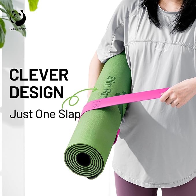 Yoga Mat Strap Slap Band, One Snap Keeps Mats Tightly Rolled, Heavy-Duty Clasp Fits Most Size Mats(24" L X 2" W)