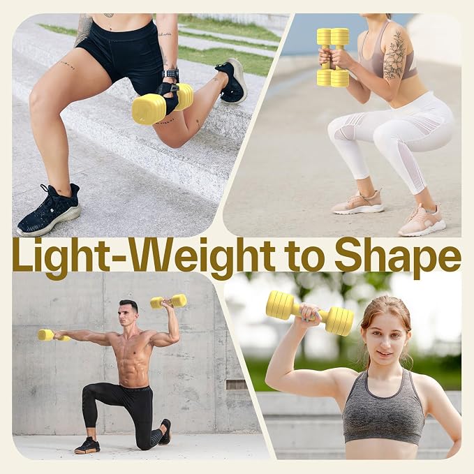 Adjustable Dumbbell Set of 2: Sportneer 4 in 1 Free Weights Dumbbells Set for Women, Hand Weights for Women at Home, Available in 5 lb × 2 and 10 lb × 2 Sets with Soft Rubber Handle for Home Gym Exercise Training