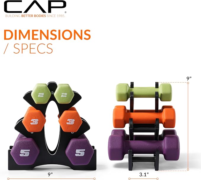 CAP Barbell Neoprene Dumbbell Weights Pairs & Sets | Color Series
