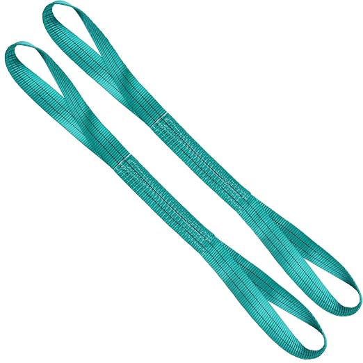 Lift Sling Straps,2" x 3' 2-Ply Heavy Duty Twist Eye Lift Slings | 2 Pack Polyester Lifting Sling Strap Not Nylon Tree Saver Recovery Strap Web Sling Rigging Moving Tow Hoist Gear Straps