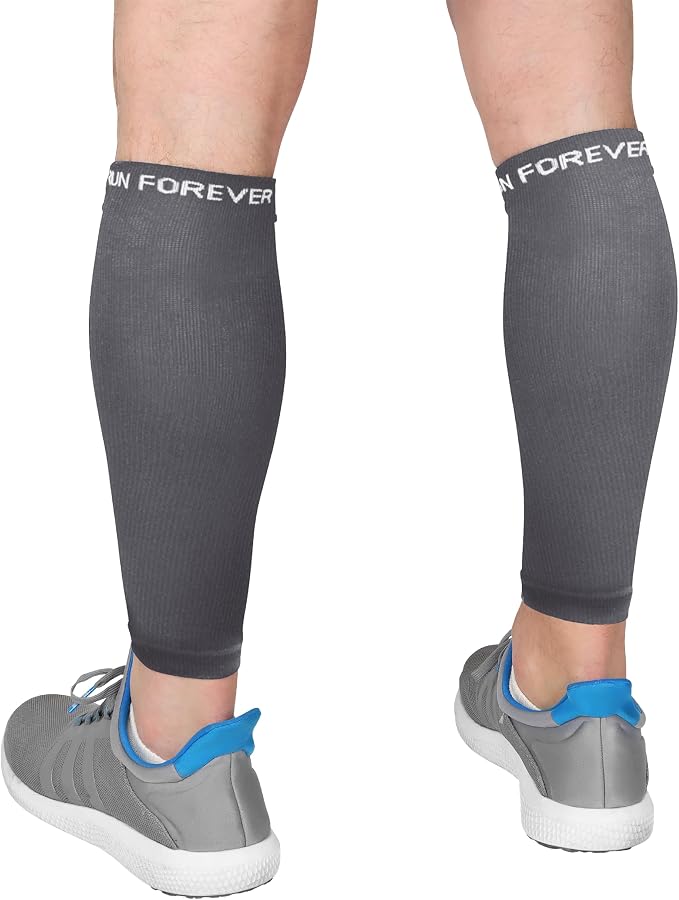 Run Forever Calf Compression Sleeve for Men & Women, 20-30mmHg Compression | Leg Sleeve for Shin Splints, Varicose Veins, Swelling & Pain Relief | Footless socks for Running, Cycling & Travel