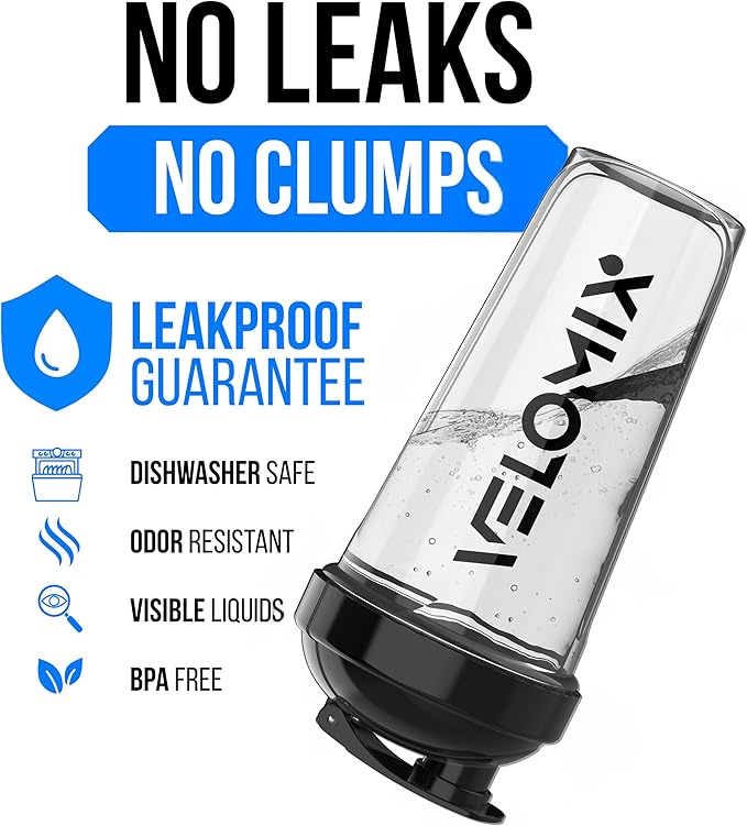VELOMIX 2 Pack 28oz Protein Shaker Bottle for Protein Mixes, Transparent | 2x Wire Whisk, Leak Proof Shaker Cups for Protein Shakes, Stackable, Dishwasher safe, BPA free, Pre Workout and Fitness ready