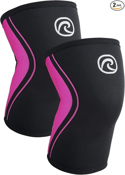 Rehband 5mm Knee Sleeves for Functional Training, Cross-Training & Powerlifting, Weightlifting Knee Support made of Neoprene, Unisex, Colour:Pink - 1 Pair, Size:X-Large