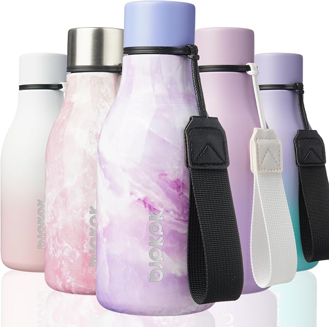 BJPKPK 12oz Insulated Water Bottle, Stainless Steel Bottle with Carry Strap | Keep Cold & Hot Vacuum Insulation, Leak-Proof BPA-Free Design, Slim Bottle Fits Most Cup Holders for Gym, Office & Travel