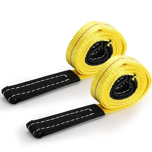TOPZEA 4 Pack Lifting Sling Straps, 6'x 1" Durable Nylon Tow Straps Rigging Strap with 2 Wide Flat Eye Loops, Tree Saver Recovery Securing Strap Web Sling for Fitness, Wearing Guard, Moving Furniture