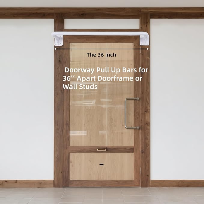 Wall Mounted Doorway Pull Up Bar, Heavy Duty Strength Training Pull-Up Bars for Doorframe, Support Beam or Joist Mount Thick Metal Sturdy Construction Support 500 lbs