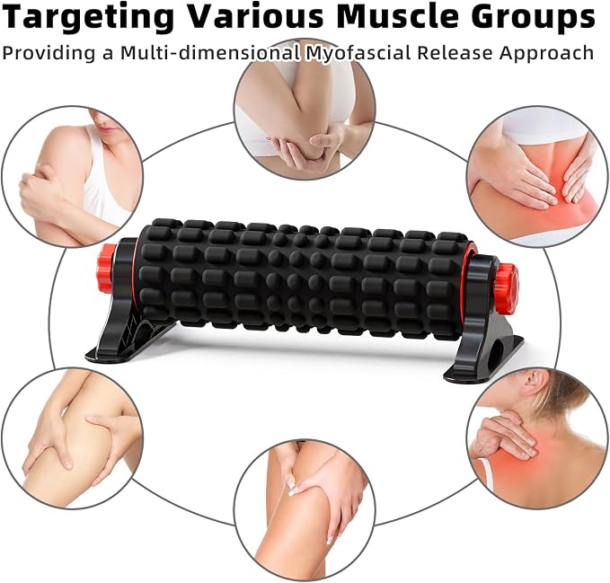 XL IT Band Firm Foam Roller with Resistance Holder - 17 inches - Exercise Roller for IT Band Issues, Deep Tissue Muscle Massage, Muscle and Back Roller for Fitness, Gym Equipment (Black)