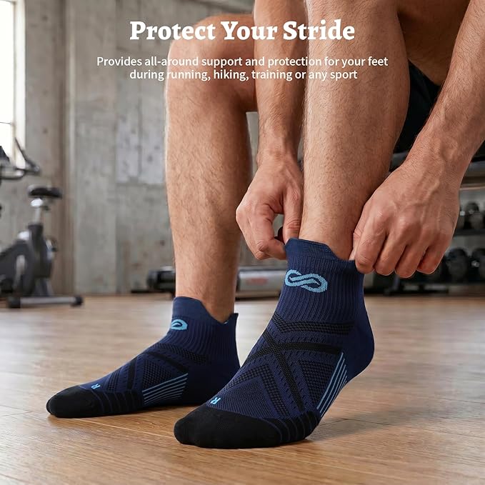Compression Socks for Men Women Ankle Running Socks for Plantar Fasciitis | Low Cut Athletic Ankle Socks with Ankle & Arch Support for Running, Cycling, Golf, Work, Plantar Fasciitis Relief