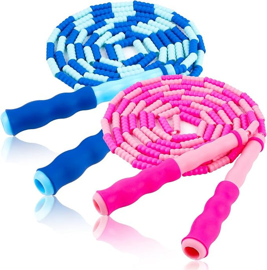 Jump Rope for Kids, Adjustable Jump Ropes for 4 5 6 7 8 10 12, Tangle Free | Jumping Rope Age 8-12, Segmented Soft Beaded Skipping Rope for Women Fitness