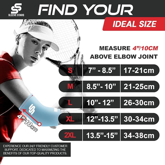 Sleeve Stars Elbow Sleeve for Pain Relief & Protection - Elbow Compression Sleeve for Women & Men - Supportive Elbow Brace for Tendonitis, Recovery & Ideal for Sports, Work