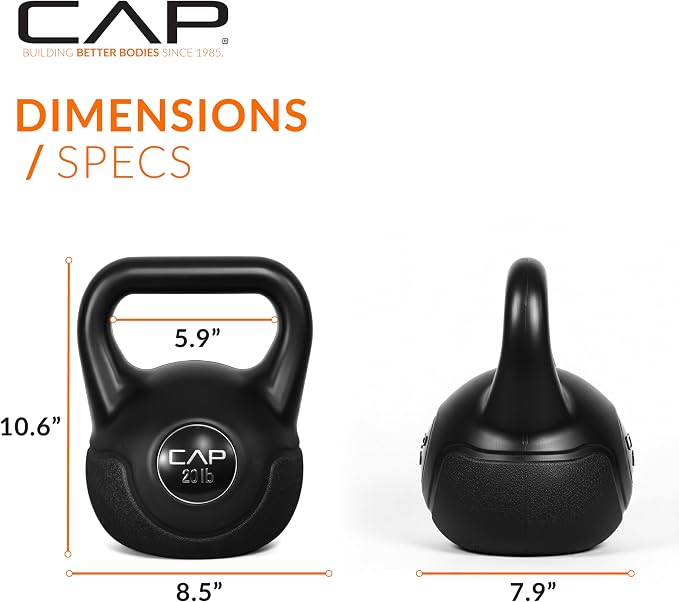 CAP Barbell 45 LB Cement Kettlebell Set – 10 lb, 15 lb & 20 lb Vinyl-Coated Kettlebells for Strength Training, Cardio, Cross Training & Home Gym Workouts