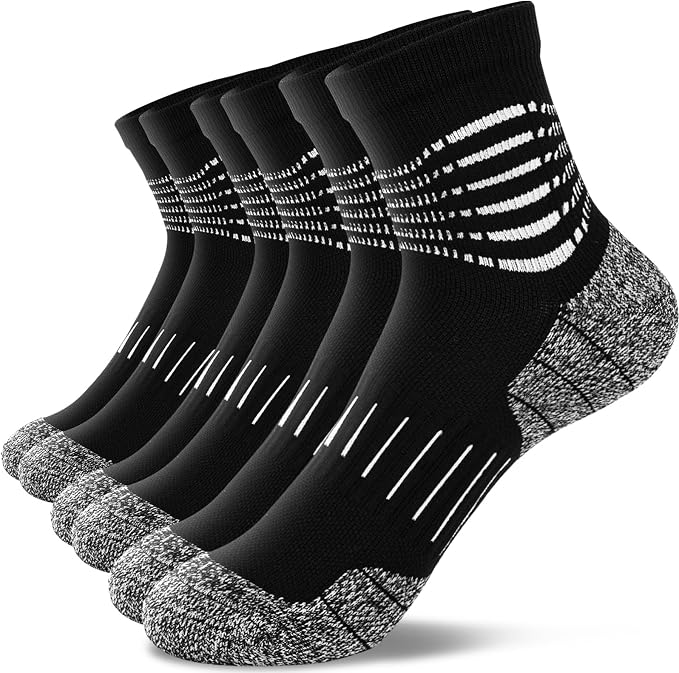 IRAMY Ankle Compression Socks for Women Men Plantar Fasciitis Relief 3/5 Pairs Cushioned Athletic Running Socks