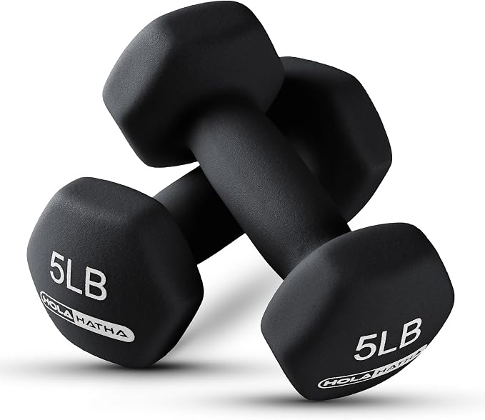 HolaHatha 1, 2 and 3 lb Neoprene Dumbbell Strength Training Weight Set with Rack