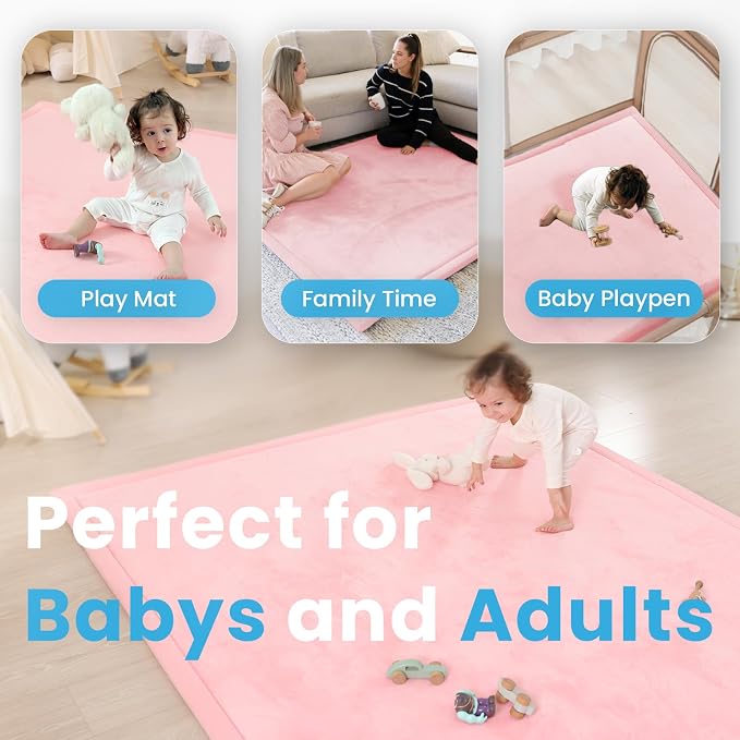 1.3" Thick Baby Play Mat for Floor,59x71 Padded Playpen Mat, Non-Slip | Ultra Soft Playmat for Baby,Tummy Time Foam Mats,Cushioned for Infant,Kids and Toddler Crawling,Easy Care