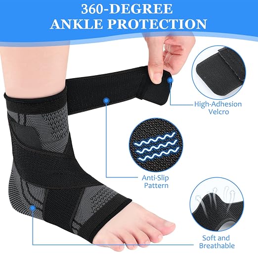 Youth Heel & Growth Plate Support Sleeve,Arch Support Socks,Ankle Brace with Ankle Support Strap, Sleeve Brace for Sprained Ankle (Medium)