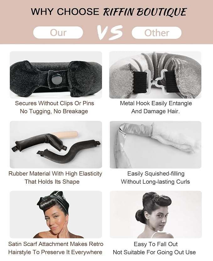 Classic Heatless Curls Overnight Rods No Heat Hair Curlers to Sleep Jumbo Foam Large Hair Rollers for Medium Long Hair Blowout Look, Heatless Flexible Curling Rod Set with Satin Wrap for Sleeping