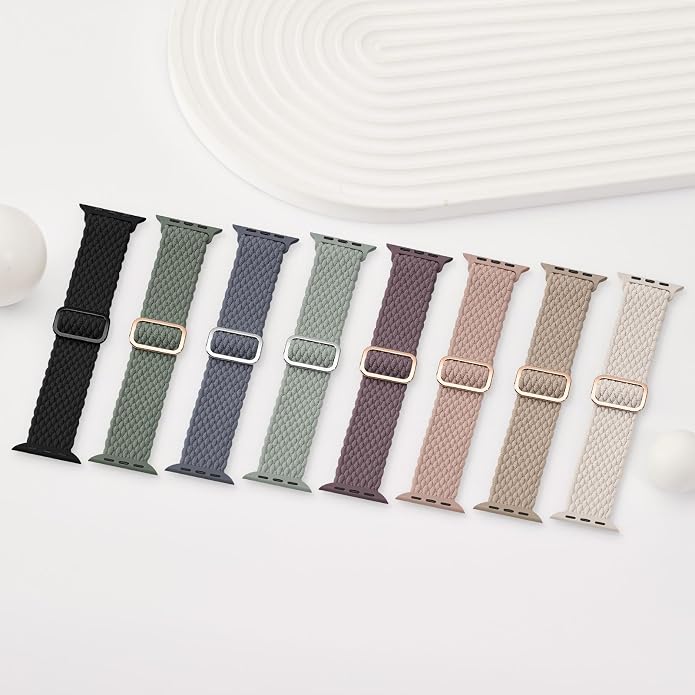 4 Pack Braided Stretchy Bands Compatible with Apple Watch 40mm 41mm 38mm 42mm 44mm 45mm 46mm 49mm Women Men, Breathable Nylon Elastic Daily Use Straps for iWatch Series 11/10 9 8 7 6 5 4 3 SE/Ultra 2
