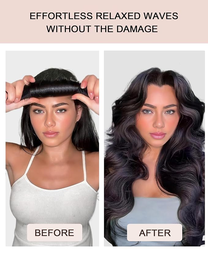 Grande Heatless Curls Overnight Rods No Heat Hair Curlers to Sleep in, Jumbo Foam Large Hair Rollers for Long Hair Blowout Look, Heatless Flexible Curling Rod Set with Satin Wrap for Sleeping