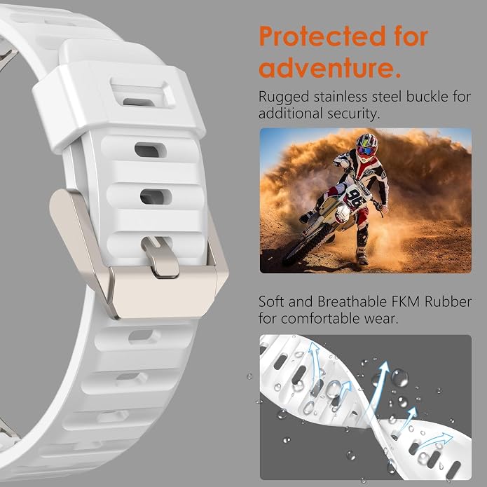 WINGLE FKM Rubber Bands for Apple Watch Band Ultra 3/2/1 Band Ultra 49mm Series 11 10 46mm 45mm 44mm 42mm SE 3/2/1 9 8 7 6 5 4 3 Men, Military Rugged Metal Connector Silicone Apple iWatch Sport Bands