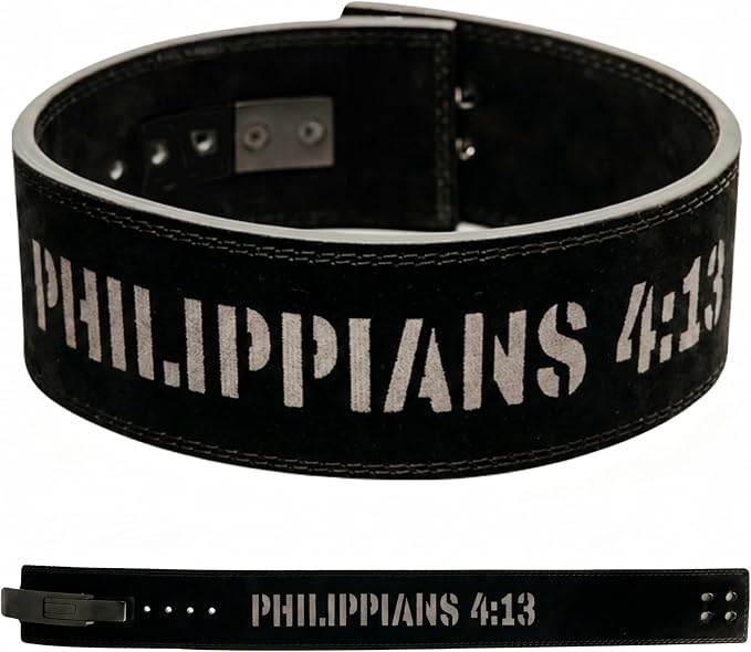 Christian Lever Weightlifting Belt 10mm | Faith Lever Weight Belt for Men, Secure Steel Lever Buckle, Durable Reinforced Thick Leather Construction, Lever Gym Belt