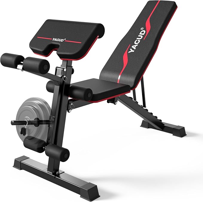 Weight Bench Press, Adjustable Workout Benches for Home Gym Dumbbell Exercise, 880 LB Stable Incline Decline Bench for Full Body Workout, 2 Sec Fast Folding Strength Training Sit up Bench