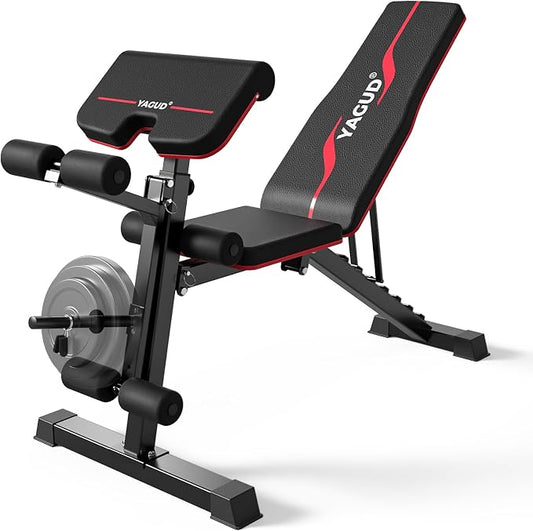 Weight Bench Press, Adjustable Workout Benches for Home Gym Dumbbell Exercise, 880 LB Stable Incline Decline Bench for Full Body Workout, 2 Sec Fast Folding Strength Training Sit up Bench