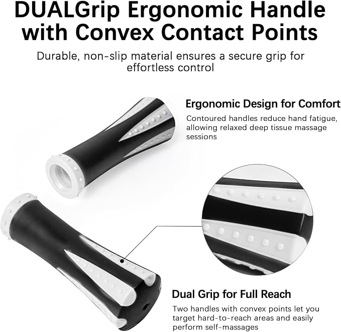 Muscle Roller Massage Roller Stick- Deep Tissue Fascia Blaster for Myofascial Pain Relief, Lymphatic Drainage & Body Sculpting, Handheld Physical Therapy & Recovery Tool (White Black)