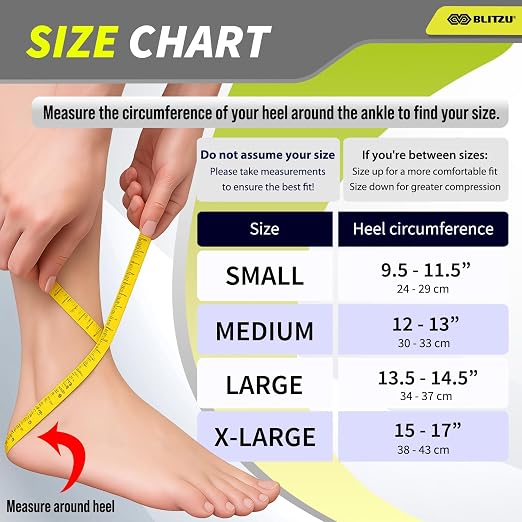 BLITZU Ankle Brace for Men & Women, Foot Compression Sleeve w/Arch Support | Open Toe Socks, Stabilizing Wrap for Torn Ligaments, Sprained Ankle, Achilles Tendonitis, Arthritis, Recovery, Sport, Fitness