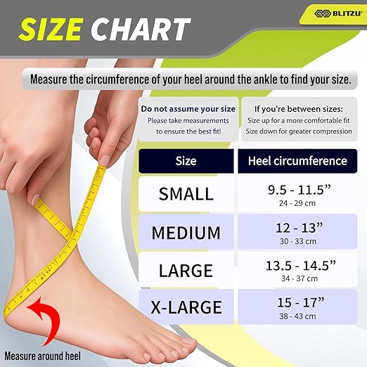 BLITZU Ankle Brace for Men & Women, Foot Compression Sleeve w/Arch Support | Open Toe Socks, Stabilizing Wrap for Torn Ligaments, Sprained Ankle, Achilles Tendonitis, Arthritis, Recovery, Sport, Fitness