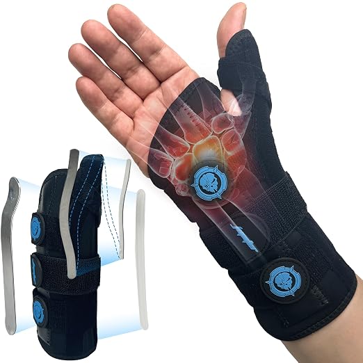 JUPITER Carpal Tunnel Wrist Brace with Thumb Support, Day & Night Thumb Spica Splint for Right Hand, Ideal for De Quervains Tenosynovitis, Tendonitis & Typing Pain Relief - Large/XLarge, Blue for Men & Women