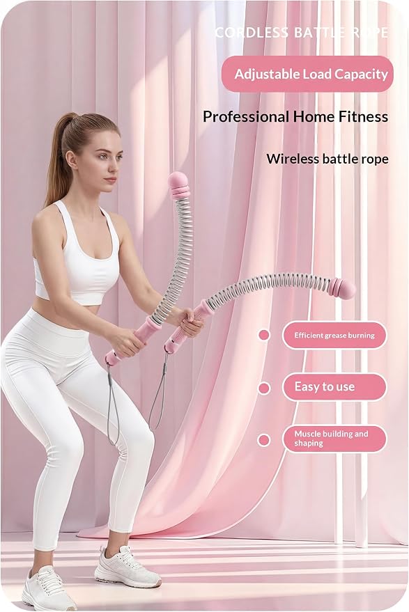 Ropeless Battle Ropes for Home Gym, Portable Cordless Weighted Workout Ropes for HIIT, Strength Training & Low-Impact Cardio, Full Body Exercise Equipment for Men & Women (Black)