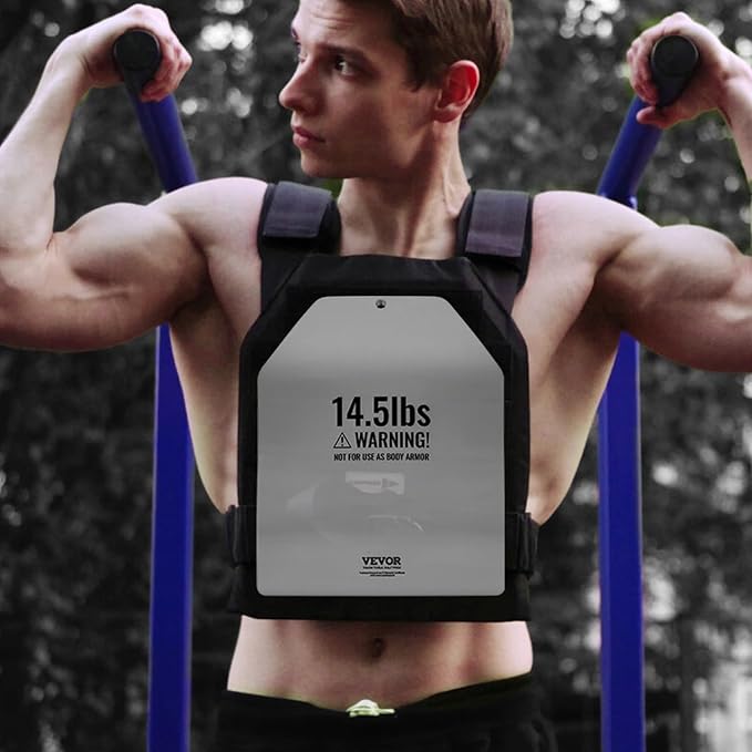 VEVOR Weight Vest Plates, 5.75/8.75/14.5/19.75 LB Pairs, Premium Steel Weighted plates, Additional Weight for Weight Vests, for Strength Training, Running, Fitness, Heavy Workouts