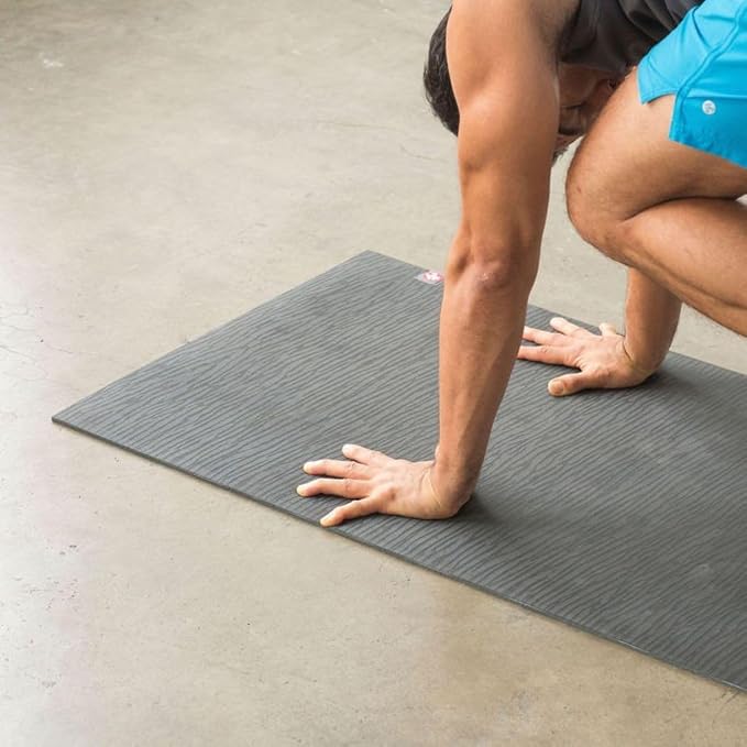 Manduka eKOLite Yoga Mat 71" - 4mm | Natural Rubber | Eco-Friendly | Soft Textured Surface | Natural Next-to-Skin Feel | 71 x 26 inches | Charcoal Grey