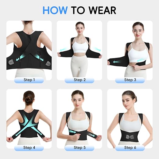 babaka Posture Corrector for Women and Men, Invisible Lightweight Adjustable Back Brace for Upper and Lower Back Pain Relief, Hunchback, Hump, Scoliosis, Thoracic, Spine Corrector Under Clothes (Black, Small, Waist: 25''-30'')