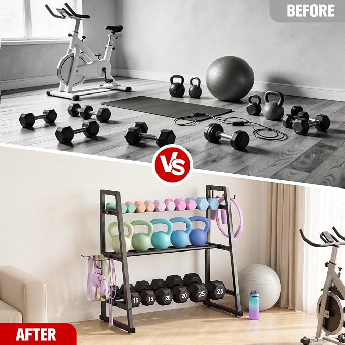Dumbbell Rack Stand Only, Adjustable Weight Rack for Home Gym, Capacity Weight Storage Stand, Kettlebell & Dumbbell Organizer, Space-Saving Fitness Equipment Rack
