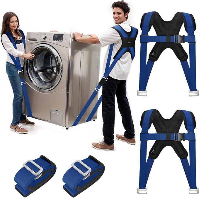 Ytonet Furniture Moving Straps for Lifting with Padded Back Supprot | 2-Person Lifting and Moving System for Move Furniture, Appliances, Heavy Objects up to 800 lbs, 130 In Wire Rope Slings Blue