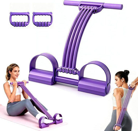 Multifunction Foot Pedal Resistance Bands with Handles, 3 in 1 Tension Rope Elastic Fitness Band for Home Workout, Yoga,Stretching, Full Body Exercise for Abs, Core, Waist, Arm, Leg