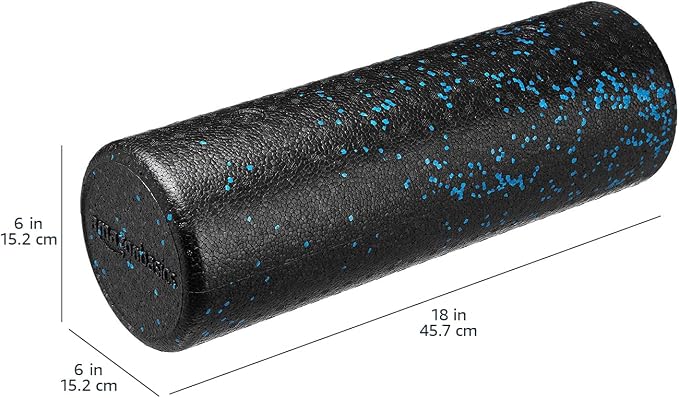 Amazon Basics High Density Foam Roller for Exercise and Recovery, 18 Inches, Blue Speckled