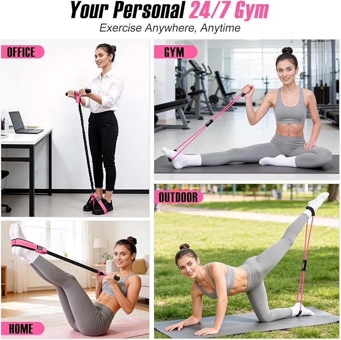 Upgraded Durable Pedal Resistance Band with Handle and Figure 8 Resistance Band Set, Stretch Bands for Exercise, Full Body Workout Equipment for Core Abs Waist Arms Back Stretching Training