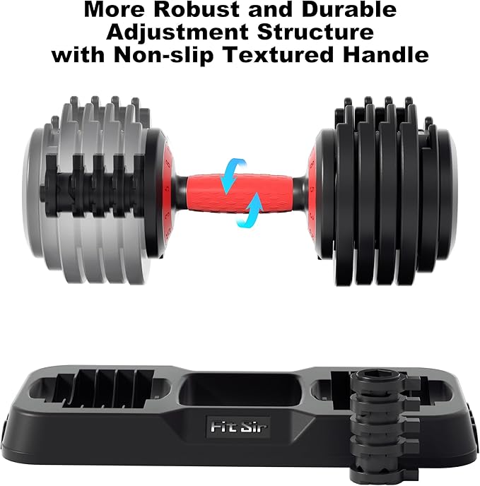 Adjustable Dumbbell Set, 10-in-1 25LB/50LB/90LB Ajustable Dumbbells with Safe Locking System, Enclosed Storage Tray, 1 Sec Fast Adjustment, Comfortable Non-Slip Textured Grip, Suitable for Home Gym Workouts Men and Women