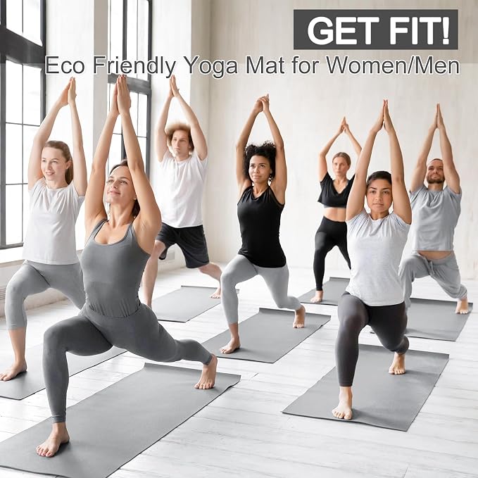 Funtery 3 mm Thin Yoga Mats Bulk, 68 x 24 Inches Lightweight PVC Exercise Mats Non Slip Workout Fitness Pads for Yoga Pilates Stretching Classes Gym Home Studio