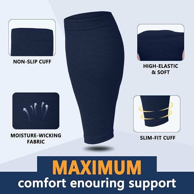 CTHH Calf Compression Sleeve for Men & Women Footless Compression Socks | 3 Pairs Graduated Compression Leg Sleeve Support for Shin Splints Pain Relief Running Flying Cycling Fitness Nurse