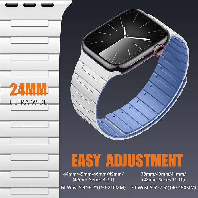 SNBLK Magnetic Watchband Compatible with Apple Watch for Men 44mm 45mm 46mm 49mm 42mm 41mm 40mm 38mm Women, Silicone Sport Strong Magnet Strap for iWatch Series 11 Ultra 3 Ultra 2 Se 10 9 8 7 6 5 4 1