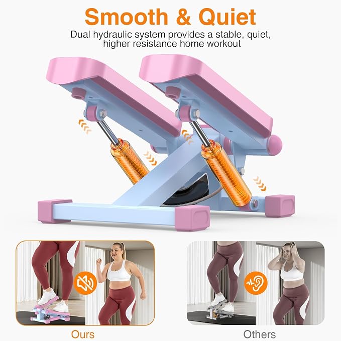 HCOIW Steppers for Exercise at Home - Stair Stepper with Resistance Band, Mini Stepper with 300lb Weight Capacity,